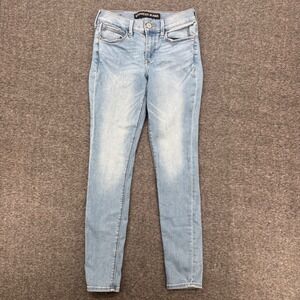 Express Jeans Womens 2 Light Wash Mid Rise Legging Skinny Denim Blue Pants